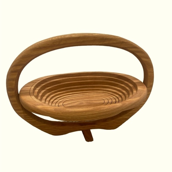 Wooden Ways oval oak wood Folding Basket handcrafted in the USA felt bottoms - Picture 1 of 12